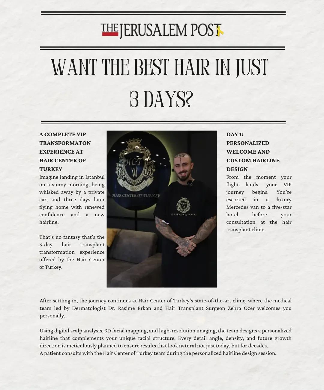 Jerusalem Post partner feature about the Hair Center of Turkey journey